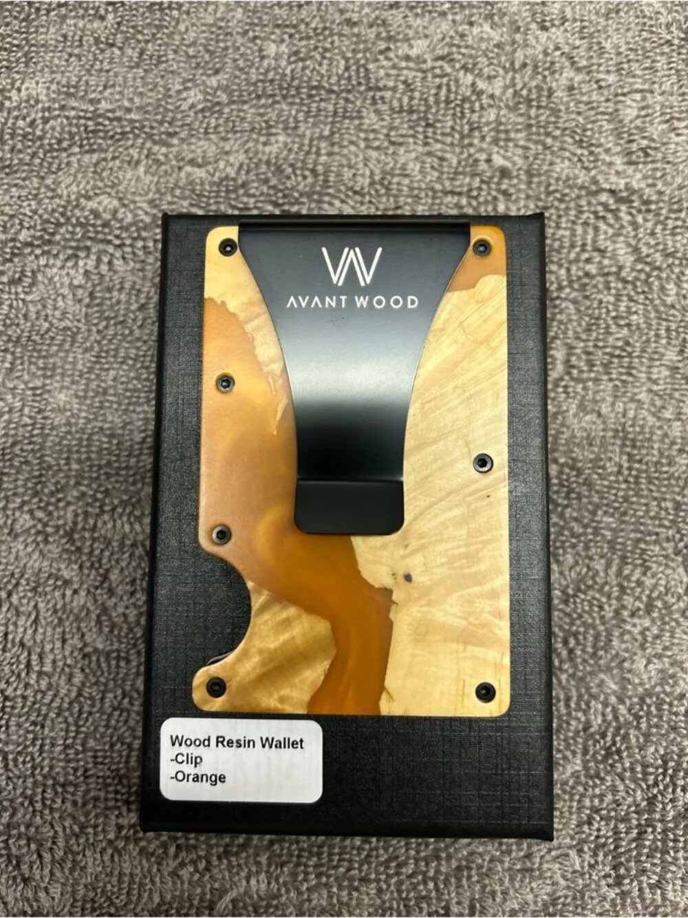 Orange/wood  Avantwood wood & resin wallet w/RFID blocking and money clip
